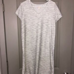 White and Grey T Shirt Dress